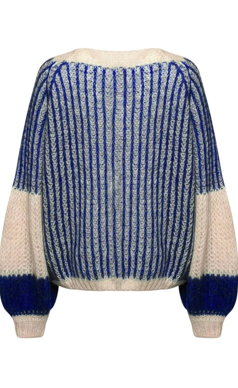 Noella Sweater - Liana - Cream/Cobalt Blue