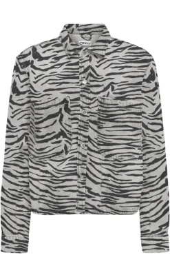 ONLY Jakke - Cassie - Light Grey Denim Zebra