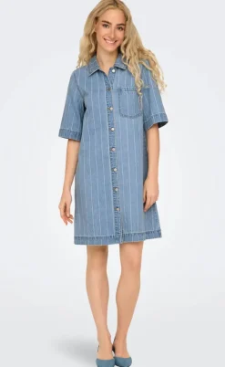 ONLY Kjole - Asta - Light Blue Denim Stripe