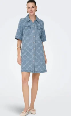 ONLY Kjole - Belle Print - Light Blue Denim