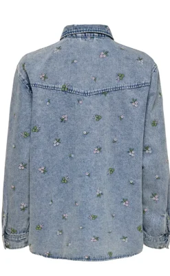 ONLY Skjorte - Vera - Light Blue Denim/Flower