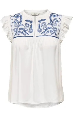 ONLY Top - Vestine - Cloud Dancer/Blue