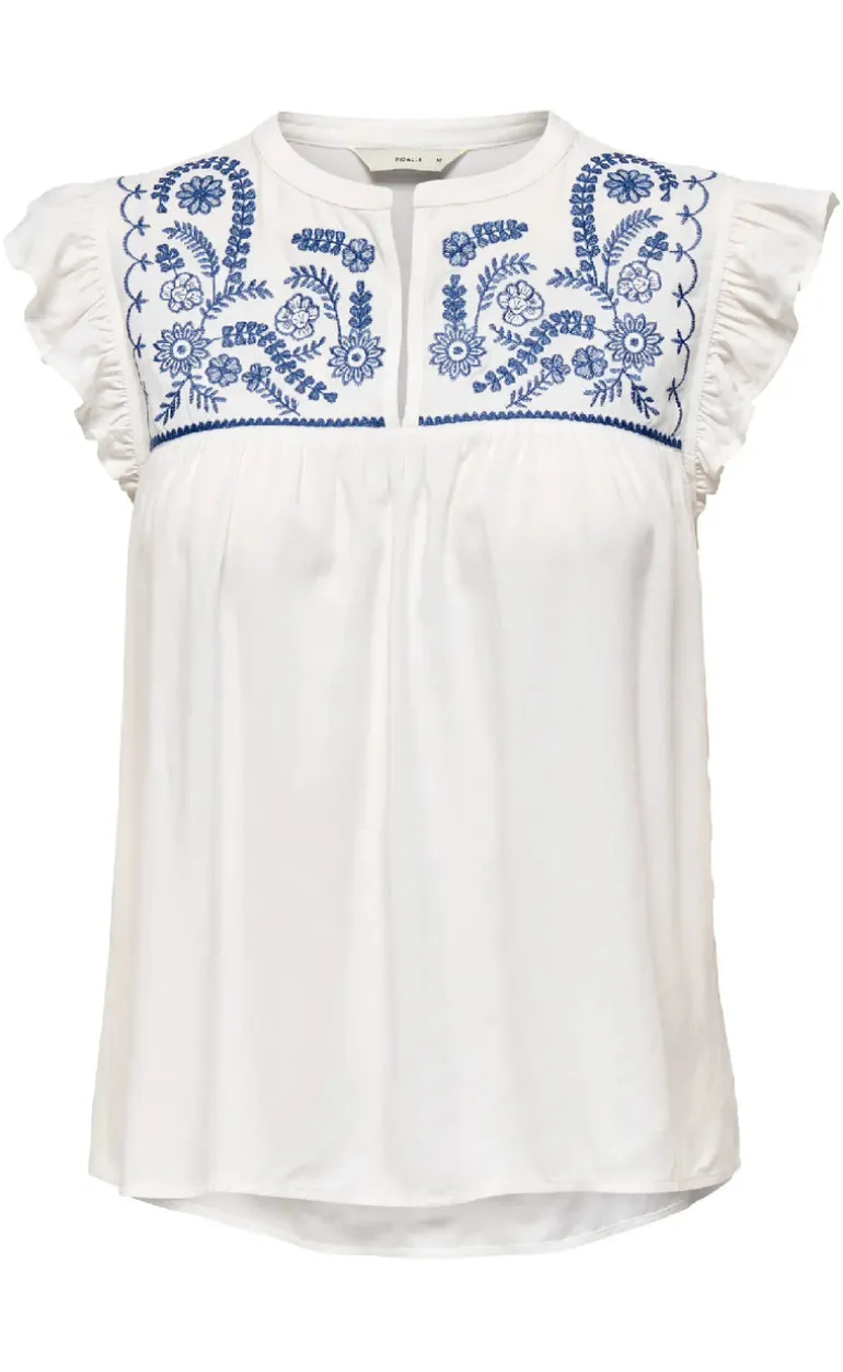 ONLY Top - Vestine - Cloud Dancer/Blue