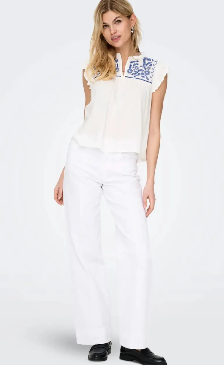 ONLY Top - Vestine - Cloud Dancer/Blue