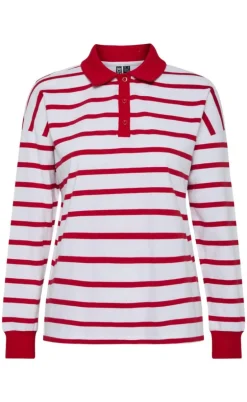 Pieces Bluse - Amilie - Bright White w. High Risk Red