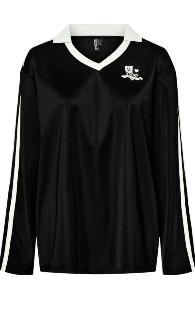 Pieces Bluse - Grace - Black/Bright White
