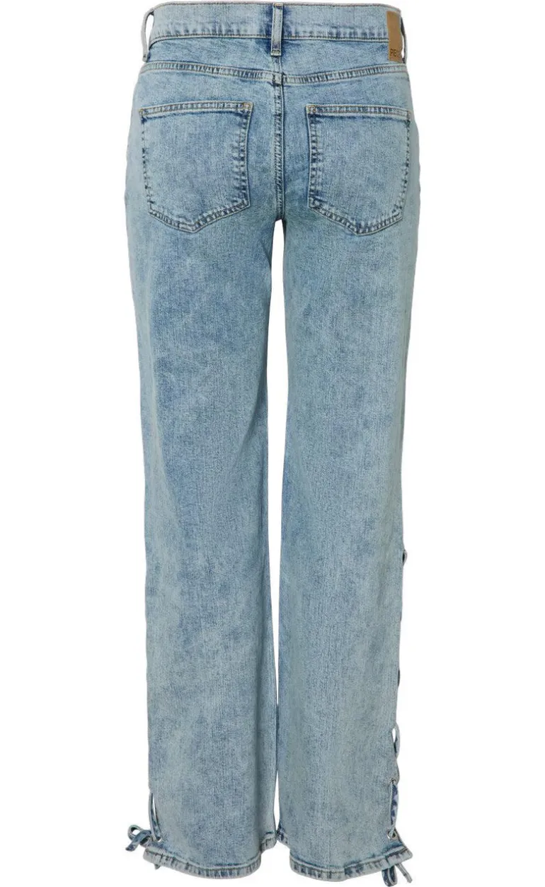 Pieces Bukser - Fenda MW Straight - Light Blue Denim