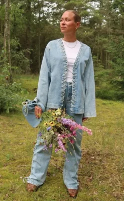Pieces Bukser - Fenda MW Straight - Light Blue Denim