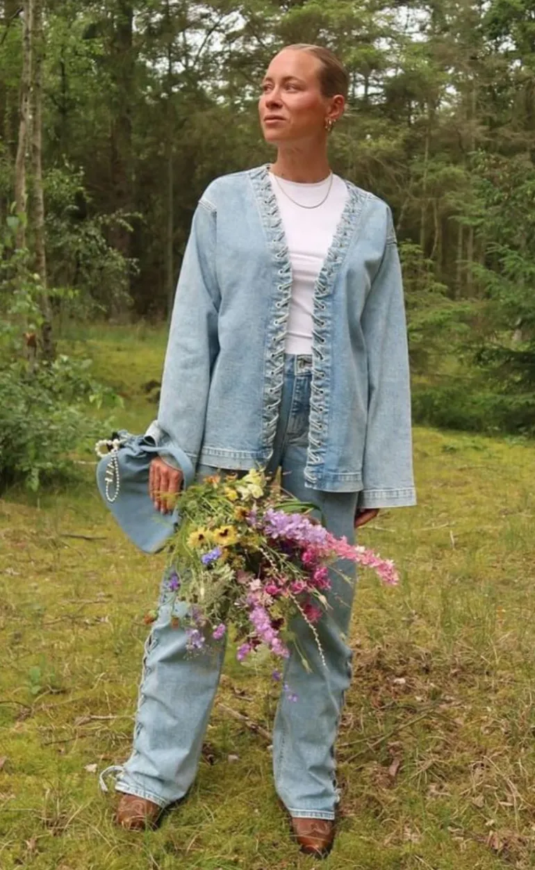 Pieces Bukser - Fenda MW Straight - Light Blue Denim
