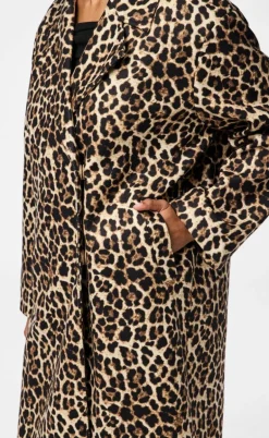 Pieces Frakke - Savannah Long - Black/Leo