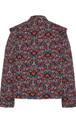 Pieces Jakke - Saroline - Black w. Ditsy Flower Heart