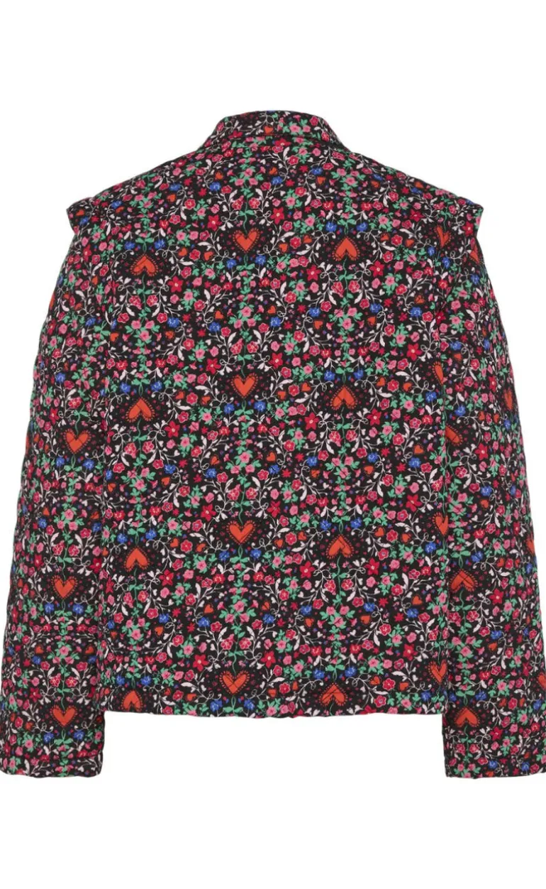 Pieces Jakke - Saroline - Black w. Ditsy Flower Heart