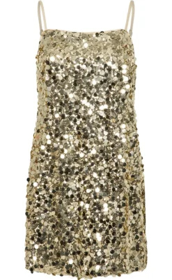 Pieces Kjole - Disco - Gold Colour Sequins