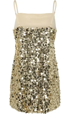 Pieces Kjole - Disco - Gold Colour Sequins