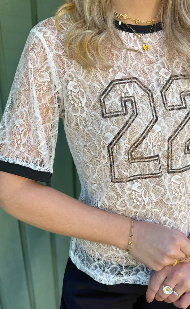 Say INA Copenhagen Bluse - Susanna Football - White Lace (vendbar)