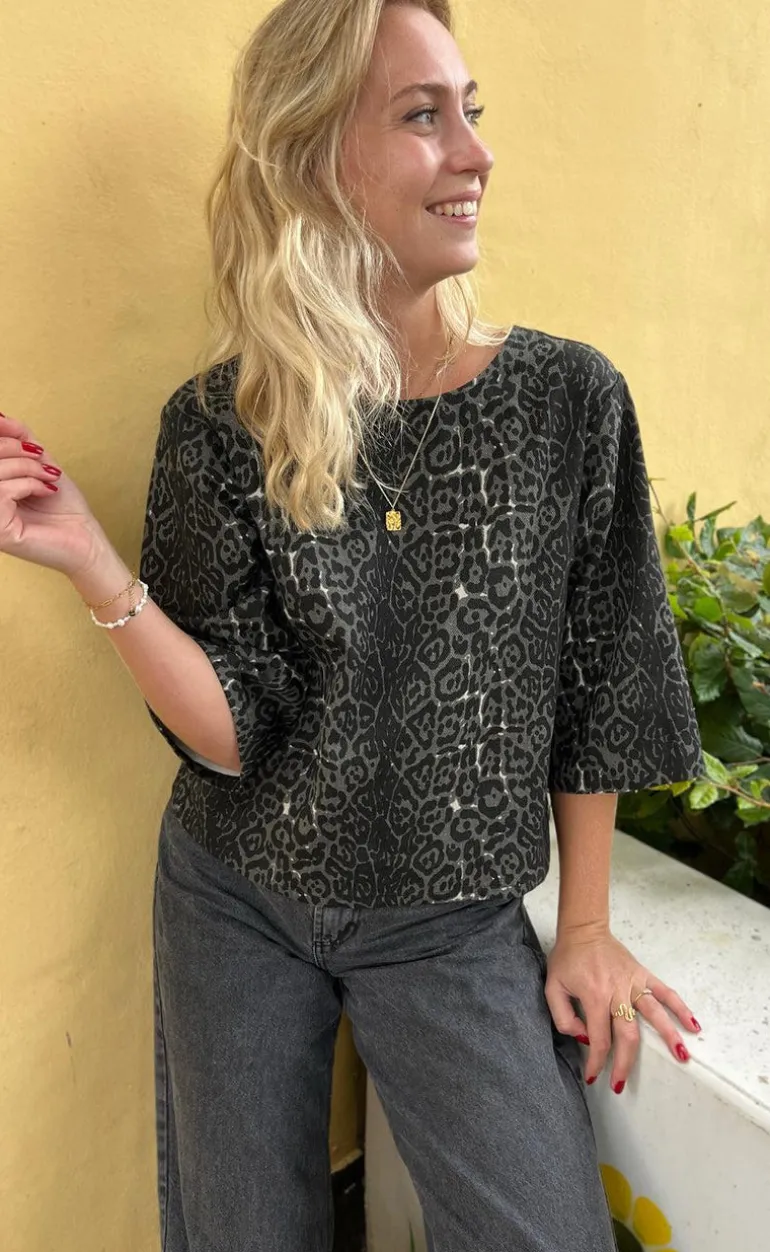 Say INA Copenhagen Bluse - Lara - Grey Leopard