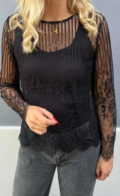 Say INA Copenhagen Bluse - Lissa Lace - Black