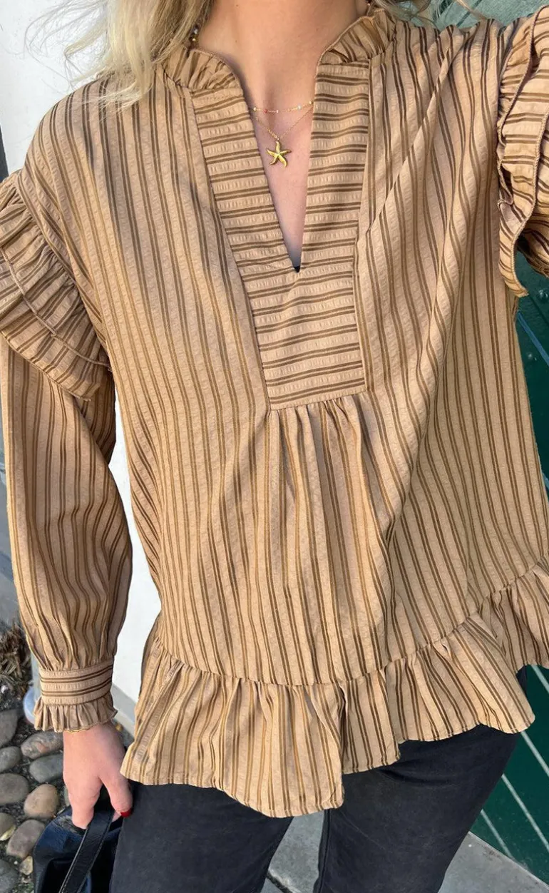 Say INA Copenhagen Bluse - Wilja - Brown Striped