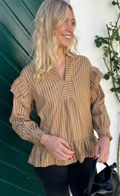 Say INA Copenhagen Bluse - Wilja - Brown Striped