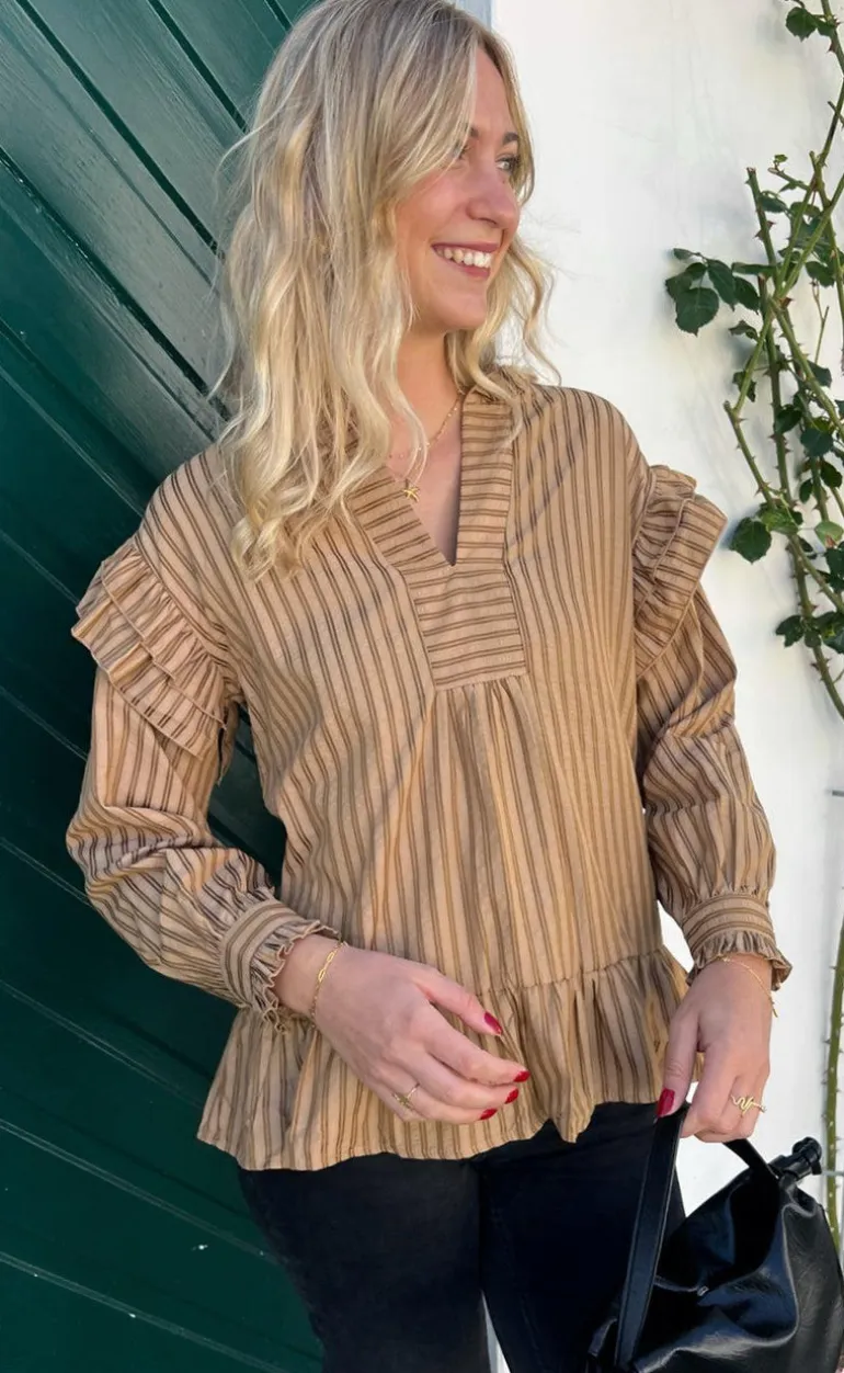 Say INA Copenhagen Bluse - Wilja - Brown Striped