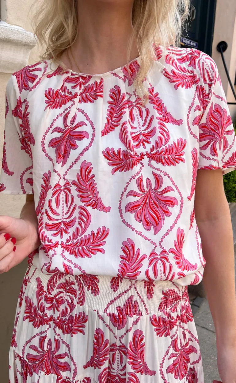 Say INA Copenhagen Bluse - Vicky - White/Pink Paisley