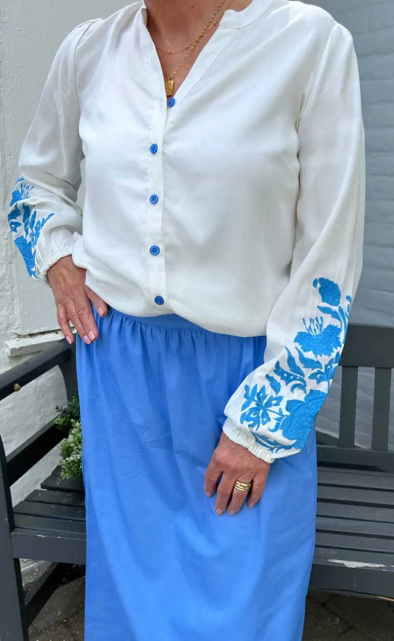 Say INA Copenhagen Bluse - Molly - Off White w. Blue