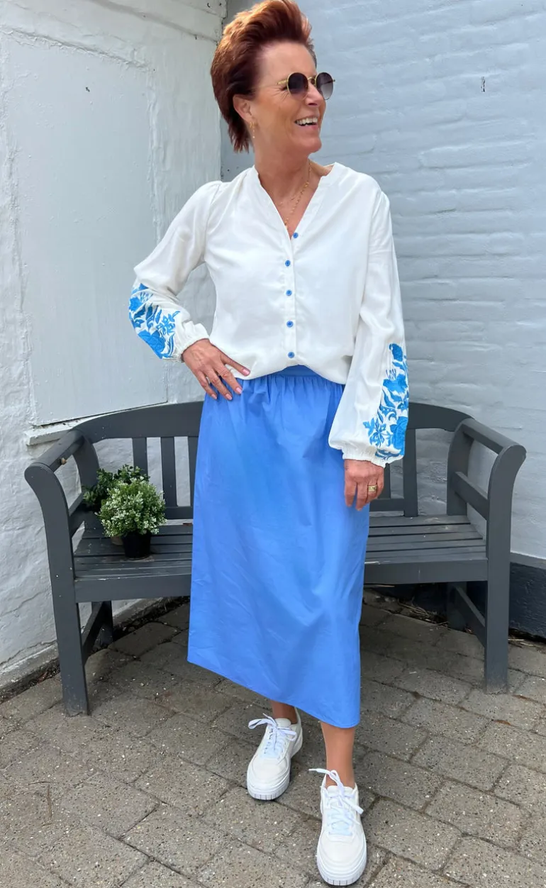 Say INA Copenhagen Bluse - Molly - Off White w. Blue