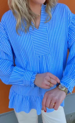 Say INA Copenhagen Bluse - Wilja - Blue Striped