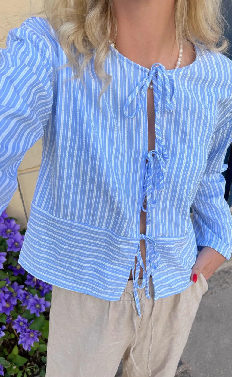 Say INA Copenhagen Bluse - Cornelia - Blue / White Stripe (vendbar)