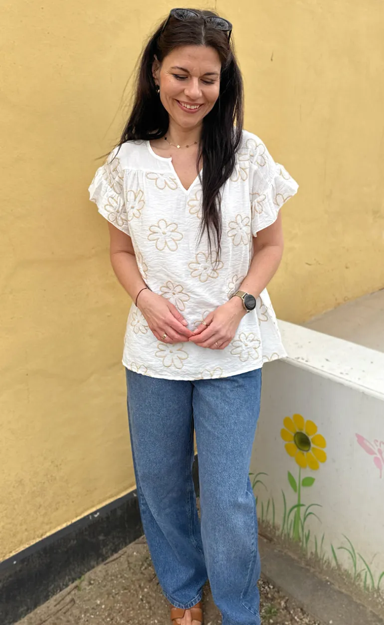Say INA Copenhagen Bluse - Emma - Flower Embroidery