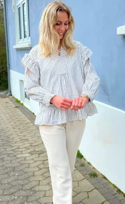 Say INA Copenhagen Bluse - Wilja - White/Blue Stripes