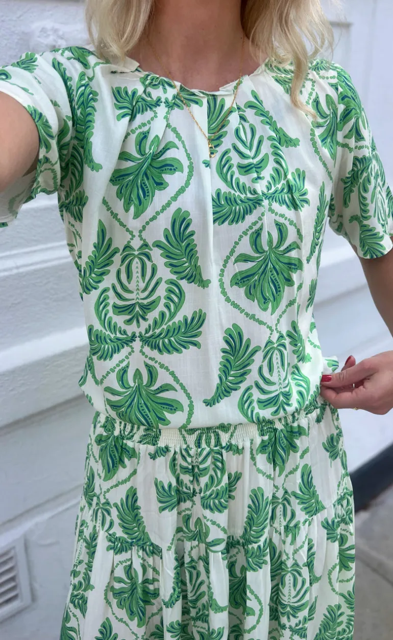 Say INA Copenhagen Bluse - Vicky - White/Green Paisley