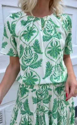 Say INA Copenhagen Bluse - Vicky - White/Green Paisley