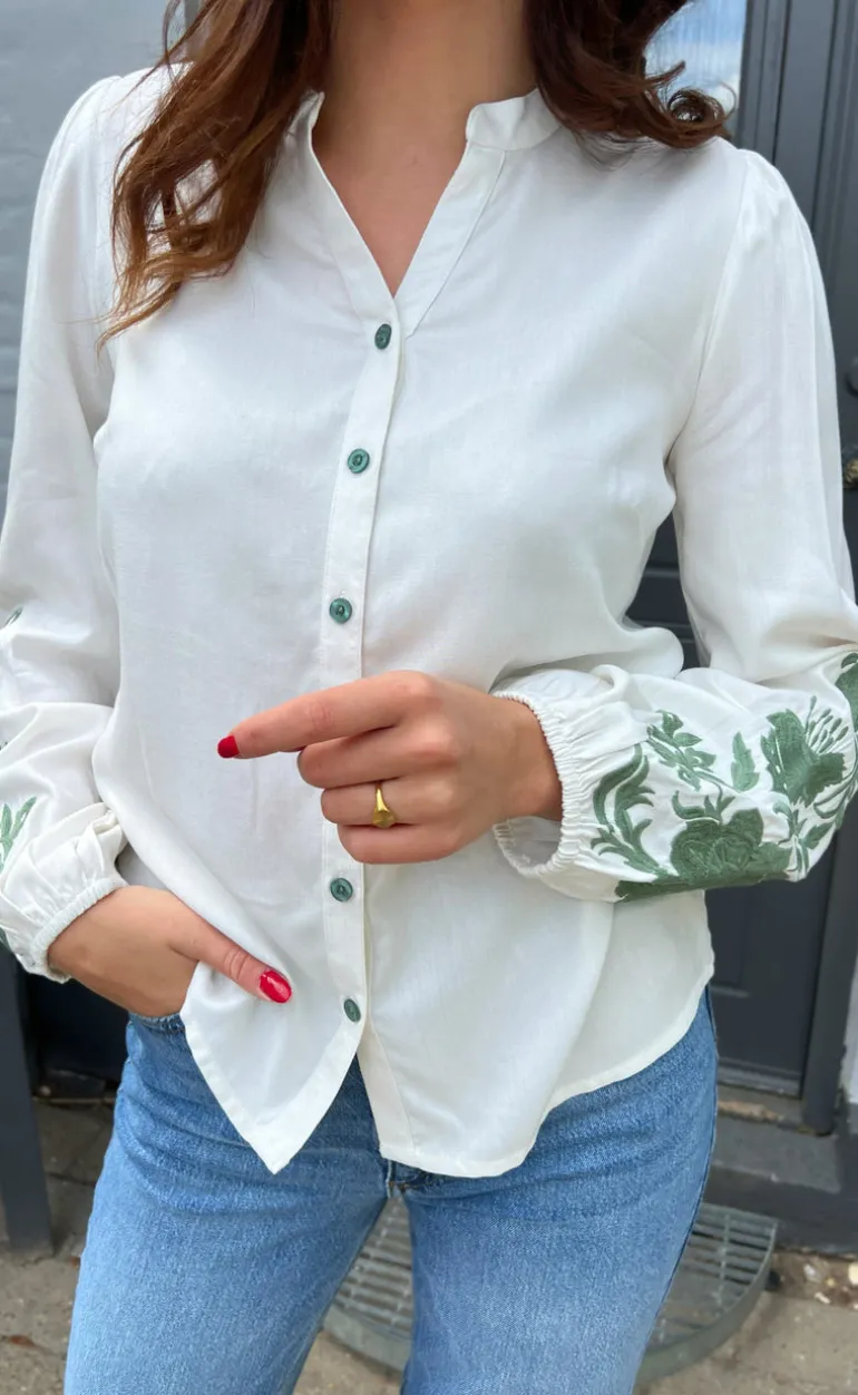 Say INA Copenhagen Bluse - Molly - Off White w. Green