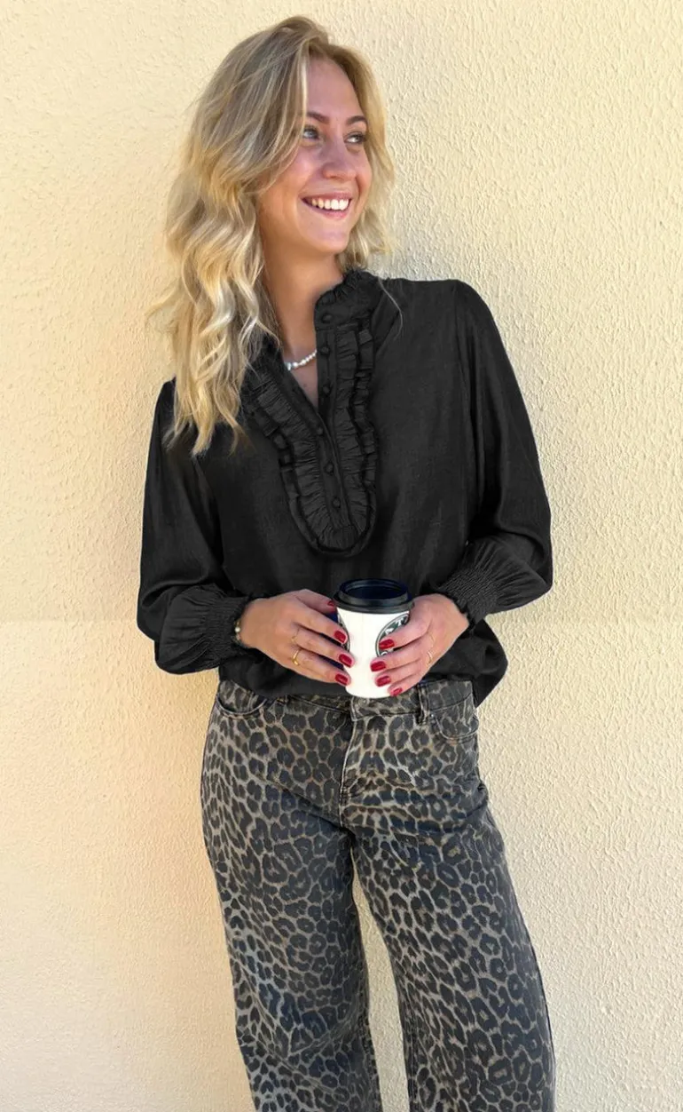 Say INA Copenhagen Bluse / Skjorte - Cami - Black Denim Look