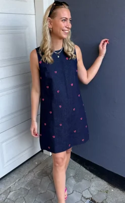 Say INA Copenhagen Kjole - Maja - Dark Blue W. Hearts