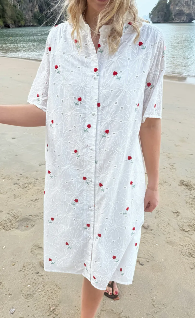 Say INA Copenhagen Kjole - Claudia - White Lace W. Embroidery Flowers