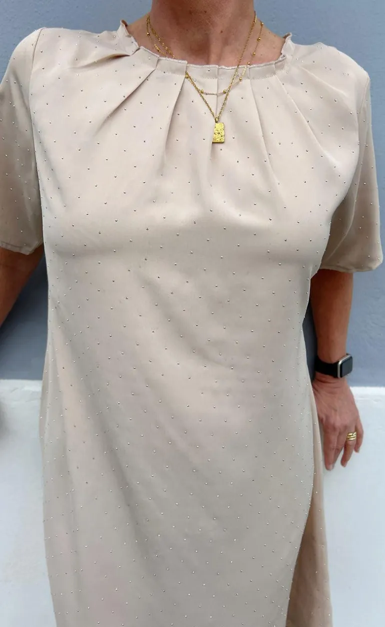 Say INA Copenhagen Kjole - Vicky Rhinestone - Beige