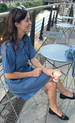 Say INA Copenhagen Kjole - Sif - Denim Blue Pinstripe