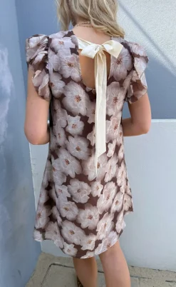 Say INA Copenhagen Kjole - Kati Bow - Brown Flower