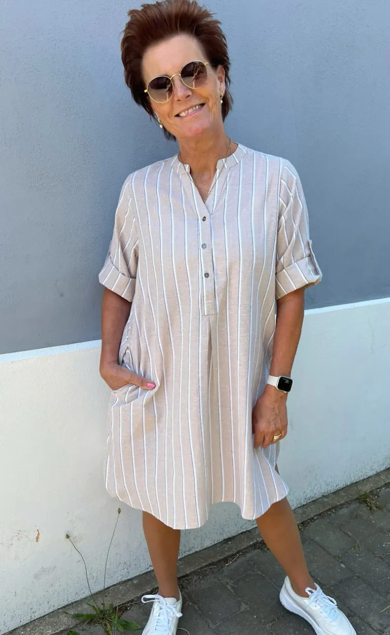 Say INA Copenhagen Kjole - Nia - Beige Striped