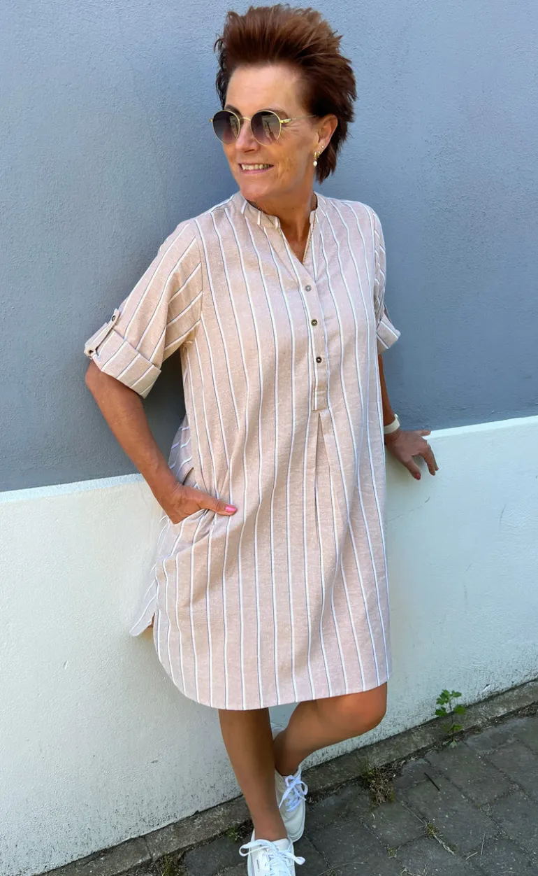 Say INA Copenhagen Kjole - Nia - Beige Striped