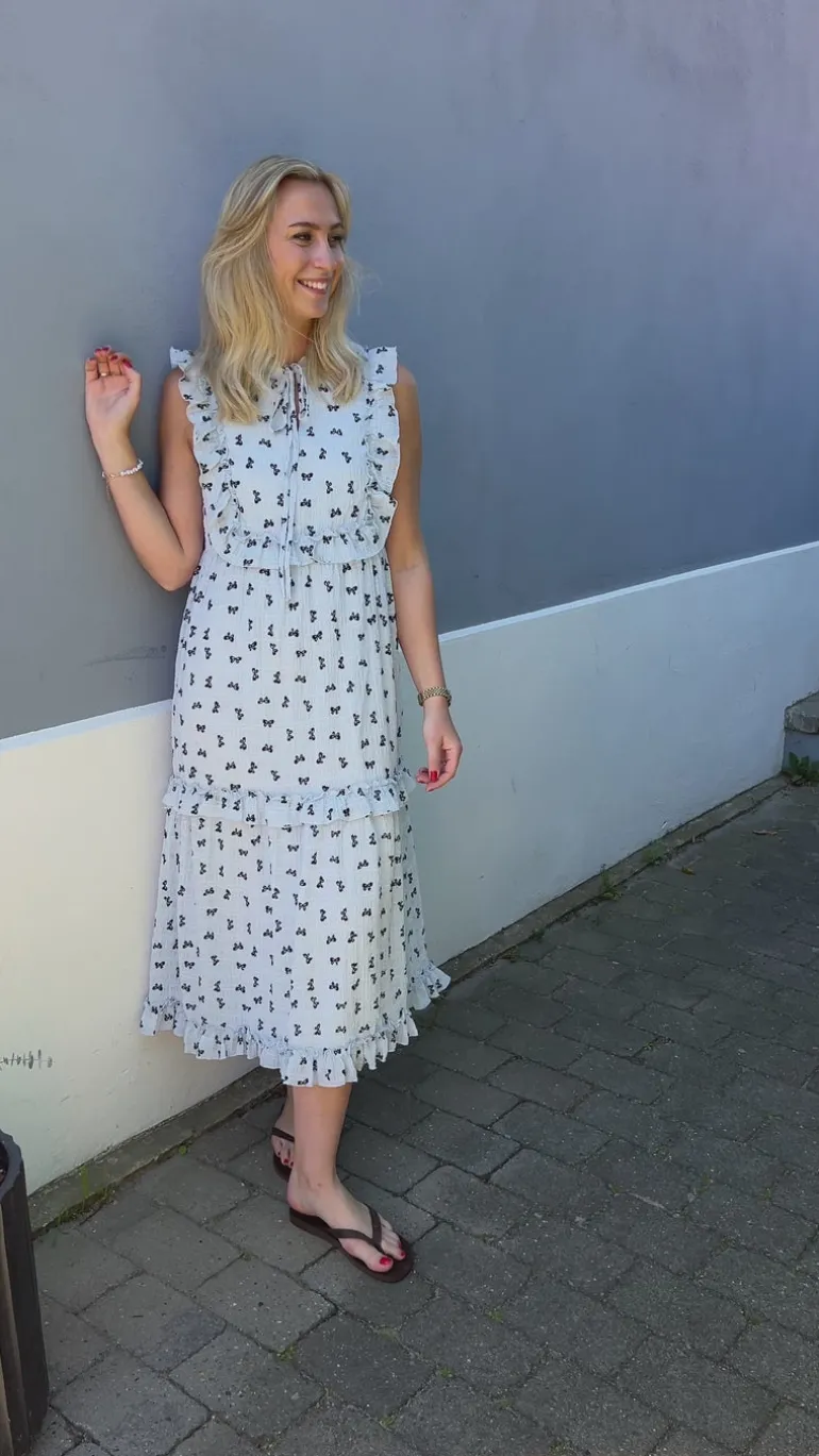 Say INA Copenhagen Kjole - Lilja Bow Dress - Light Blue W. Black Bows