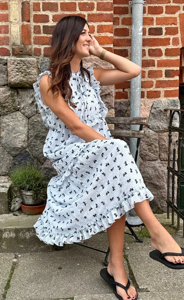 Say INA Copenhagen Kjole - Lilja Bow Dress - Light Blue W. Black Bows