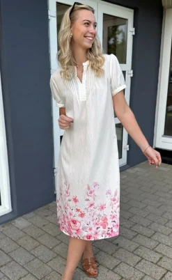 Say INA Copenhagen Kjole - Nina - Off White W. Pink Flowers