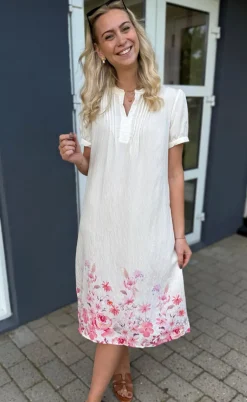 Say INA Copenhagen Kjole - Nina - Off White W. Pink Flowers