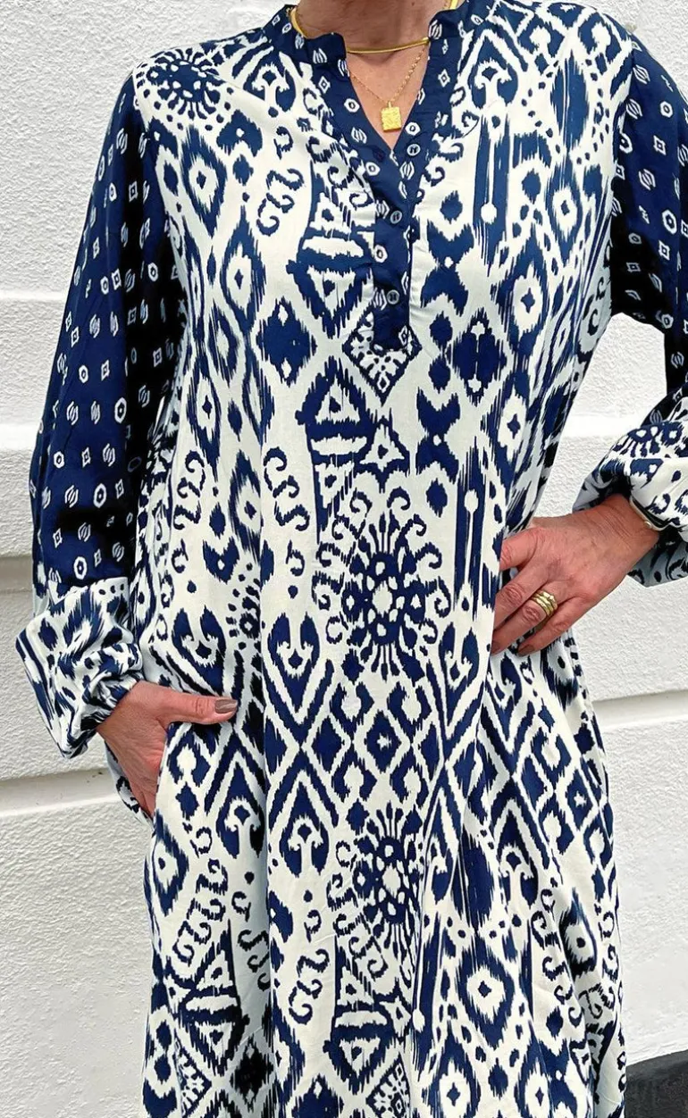 Say INA Copenhagen Kjole - Helena - Creme / Blue