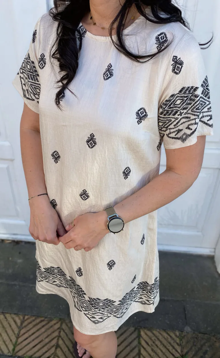 Say INA Copenhagen Kjole - Laia - Beige W. Black Print