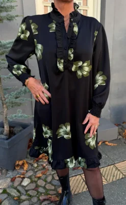 Say INA Copenhagen Kjole - Pia - Black W. Green Flower