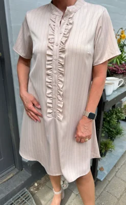 Say INA Copenhagen Kjole - Flora - Beige Pinstripe
